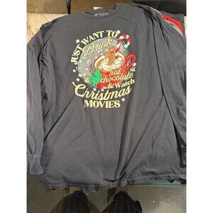 Girlie Girl Originals Men’s XL Black Cotton Knit Christmas Graphic Long Sleeve